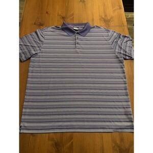 Nike Golf Dri-FIT Polo Shirt Mens XXL Purple White Striped Short Sleeve